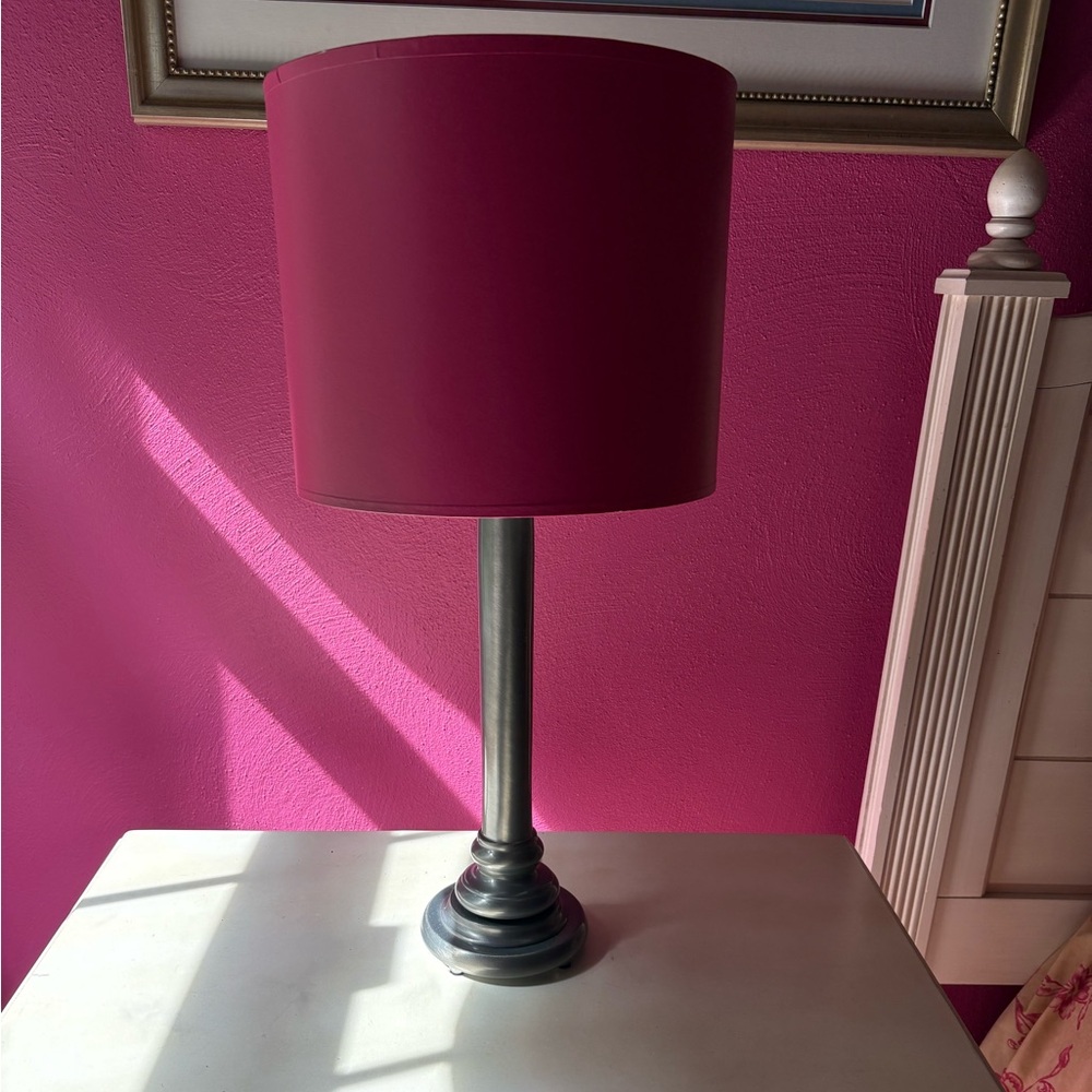 Elegant Silver and Pink Table Lamp